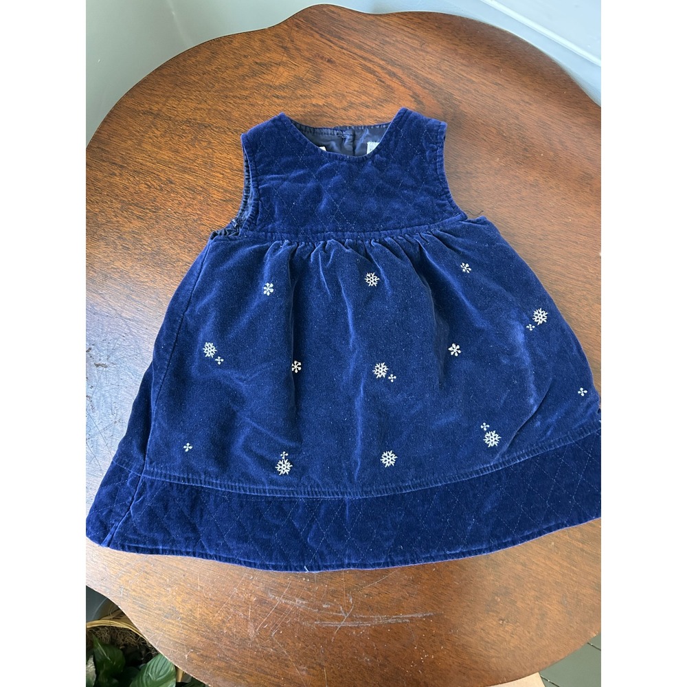 B.T. Kids Blue Velvet Snowflake Embroidered Quilted Holiday Dress 24 Months